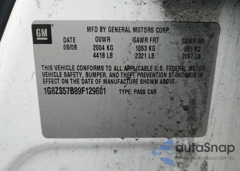 2009 Saturn Aura Xe from USA, damaged, VIN 1G8ZS57B89F129601